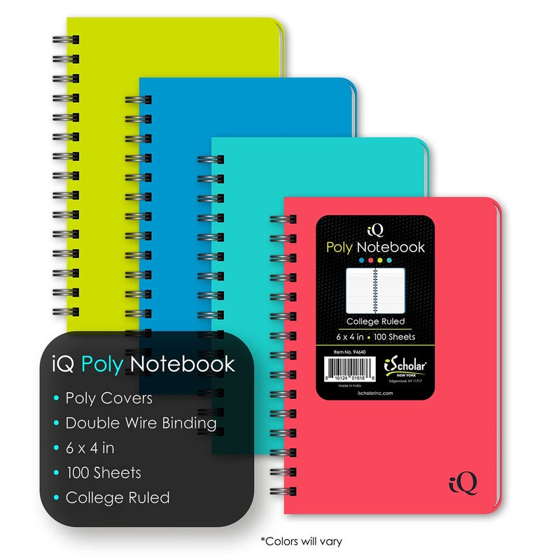 iScholar Double Wire Poly Memo Book  6 x 4  Side Open  Color will Vary (94640) - Image 4
